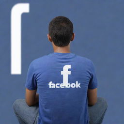 A high-definition, realistic image of an Indonesian man sitting atop large Facebook text