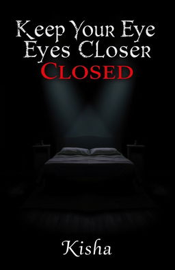 An empty bed positioned centrally in a dimly lit room, with dark shadows looming ominously over it