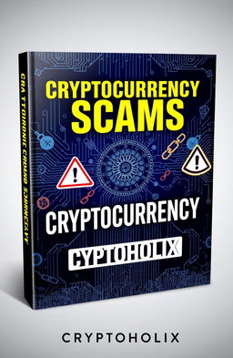 A visually striking and professionally designed book cover for "Cryptocurrency Scams" by CRYPTOHOLIX