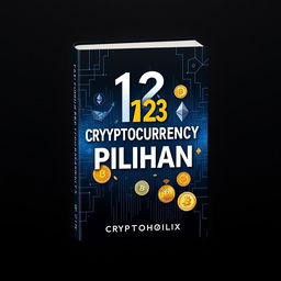 A visually captivating and professionally designed book cover for '123 Cryptocurrency Pilihan' by CRYPTOHOLIX featuring elements that convey a sense of technology and finance