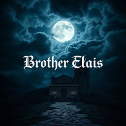 An ominous, dark Samos monastery set against a dramatic night sky filled with dark, swirling clouds