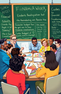 A vibrant and engaging illustration capturing the essence of financial education