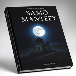 A book cover with no title and no words, featuring an ominous graphic of a Samos monastery set against a dark sky