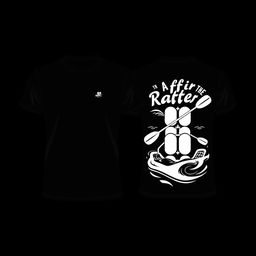 Design a front and back view of a black t-shirt for a rafting event