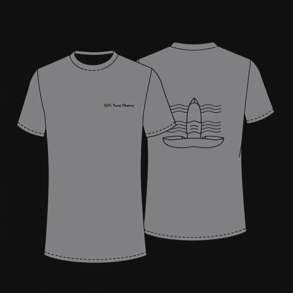 A simple and minimalist front-and-back T-shirt design for rafting activity, tailored for SDS Tunas Dharma teachers