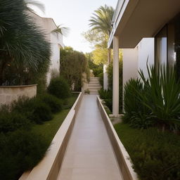 exquisite hallway leading out exterior by a ramp