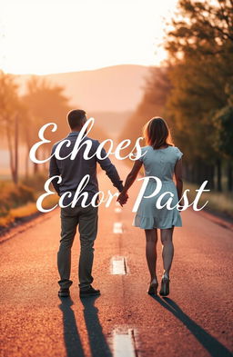 A husband and wife standing on opposite sides of a road, their faces turned away from each other, yet they hold hands, symbolizing a connection despite the distance