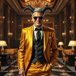 A realistic portrayal of Satan depicted as a charming hotel manager resembling George Clooney