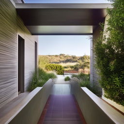 exquisite hallway leading out exterior by a ramp