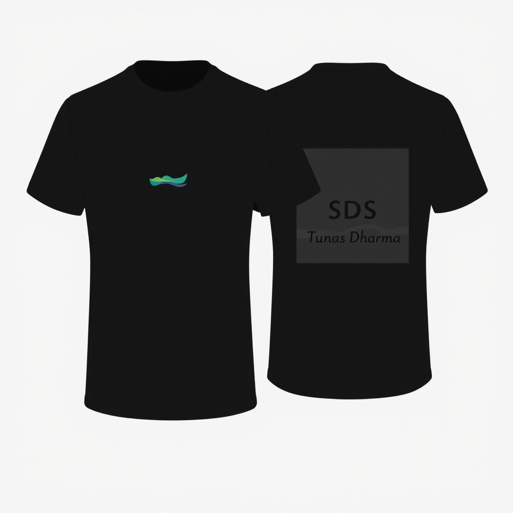 A front-and-back T-shirt design for a rafting activity for SDS Tunas Dharma teachers