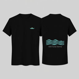 A front-and-back T-shirt design for a rafting activity for SDS Tunas Dharma teachers