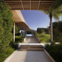 exquisite hallway leading out exterior by a ramp