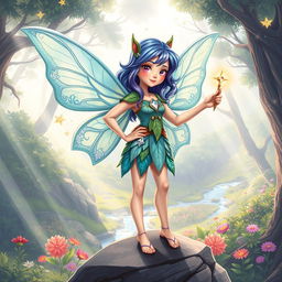 An illustration of Luna, the Brave Fairy, set against a mystical backdrop