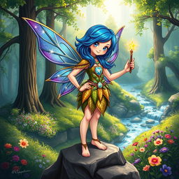 An illustration of Luna, the Brave Fairy, set against a mystical backdrop