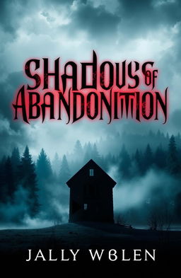 A mysterious and atmospheric book cover depicting a dark and shadowy landscape