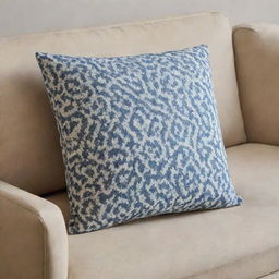 A single patterned pillow for a sofa, showcased in multiple positions.