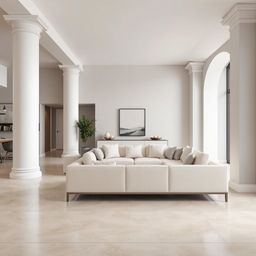 An interior view of a modern apartment featuring CELIMA – CLM240 CERAMIC FLOOR (45X45) in VENTURA NATURAL