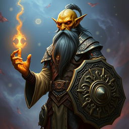 A tall, skinny Githyanki wizard with a long, flowing beard, embodying the essence of ancient arcane wisdom