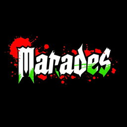 A logo design featuring the word "Marades" rendered in a bold, heavy metal font