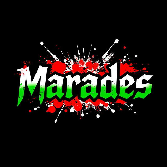 A logo design featuring the word "Marades" rendered in a bold, heavy metal font