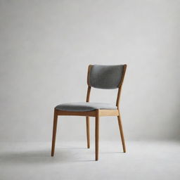 A modern chair with a upholstered seat and backrest, set against a minimalist backdrop.