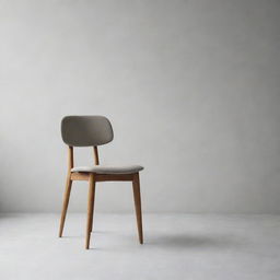 A modern chair with a upholstered seat and backrest, set against a minimalist backdrop.