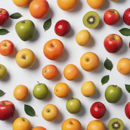 A still life of fruits using eight colors including black, with medium outlines, set against a white background.