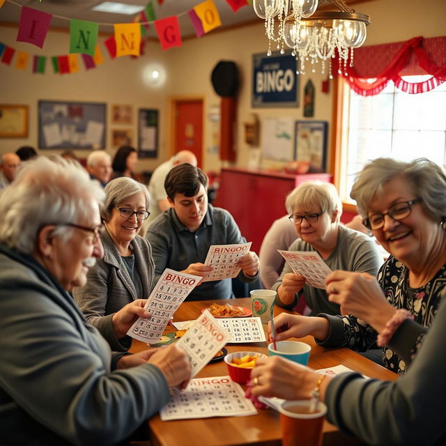 A fun and engaging scene of people playing bingo