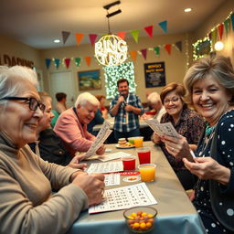 A fun and engaging scene of people playing bingo