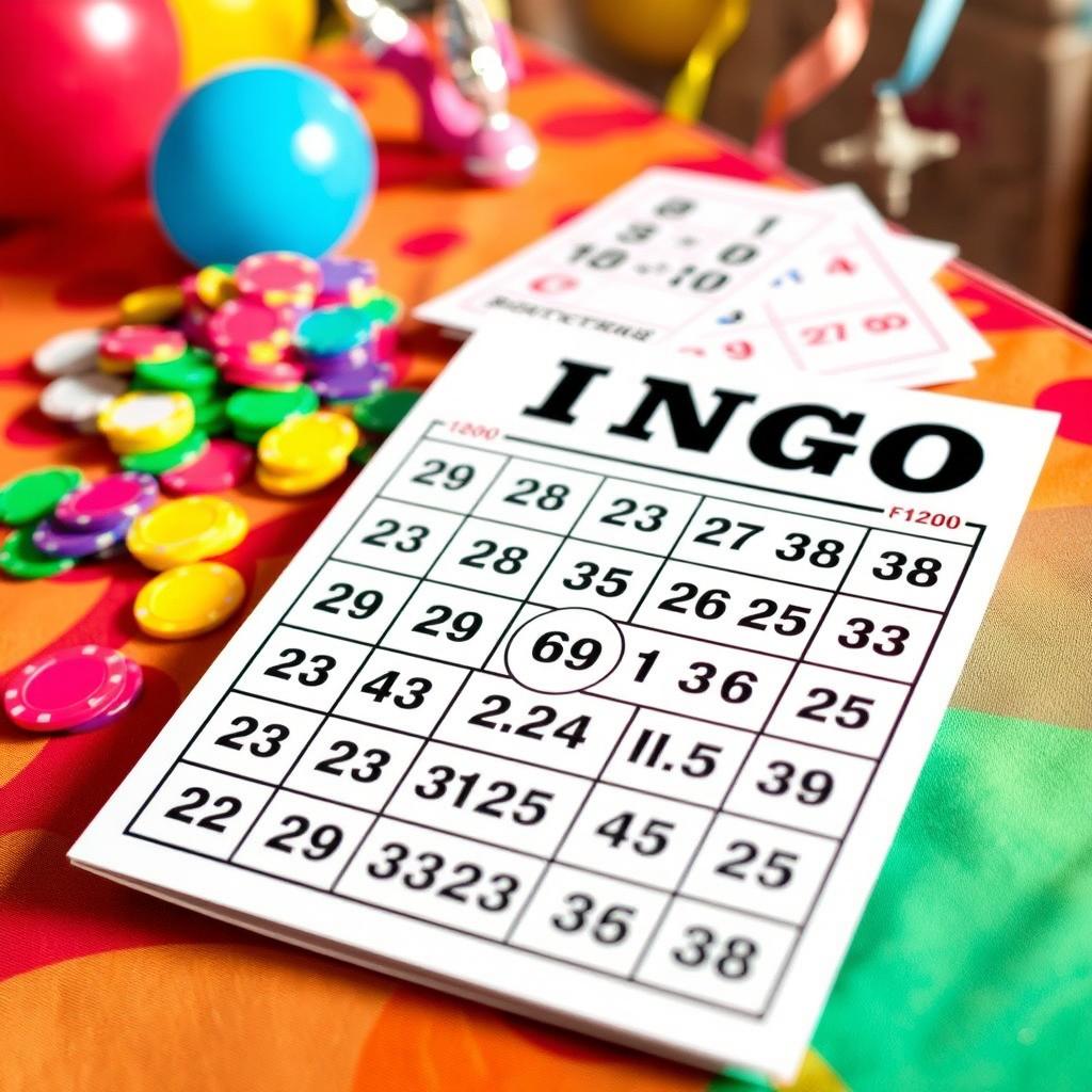 A visually striking close-up of a bingo card, featuring a classic grid layout filled with numbers and bold letters spelling out 'BINGO' at the top