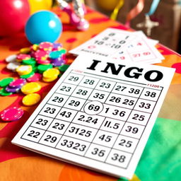 A visually striking close-up of a bingo card, featuring a classic grid layout filled with numbers and bold letters spelling out 'BINGO' at the top