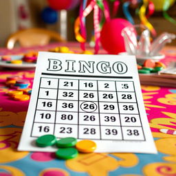 A visually striking close-up of a bingo card, featuring a classic grid layout filled with numbers and bold letters spelling out 'BINGO' at the top