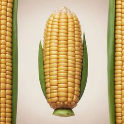 An ear of corn (elote) represented in the style of a detailed Mayan glyph.