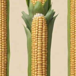 An ear of corn (elote) represented in the style of a detailed Mayan glyph.