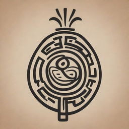 An onion represented in the style of a Mayan glyph.