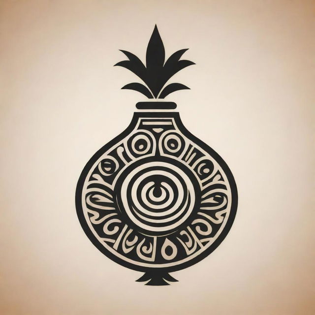 An onion represented in the style of a Mayan glyph.