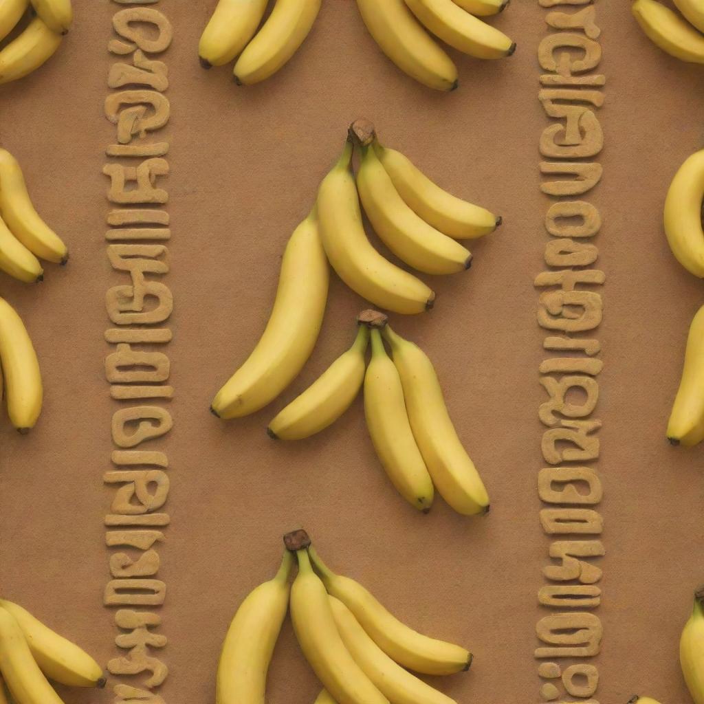 Bananas represented in the style of a Mayan glyph.