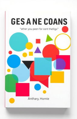 A visually striking book cover featuring a dynamic arrangement of various geometric shapes including circles, triangles, squares, and polygons in vivid colors like red, blue, yellow, and green