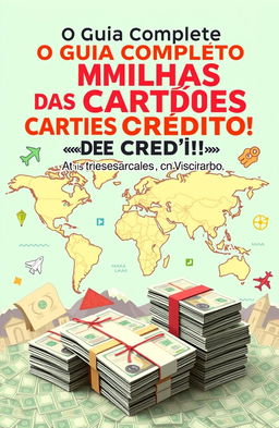 A vertical A4-sized ebook cover design for 'O Guia Completo das Milhas e Cartões de Crédito: Transforme Compras em Viagens e Lucro!'