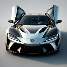 A sleek, sporty Toyota hybrid car inspired by Lamborghini design