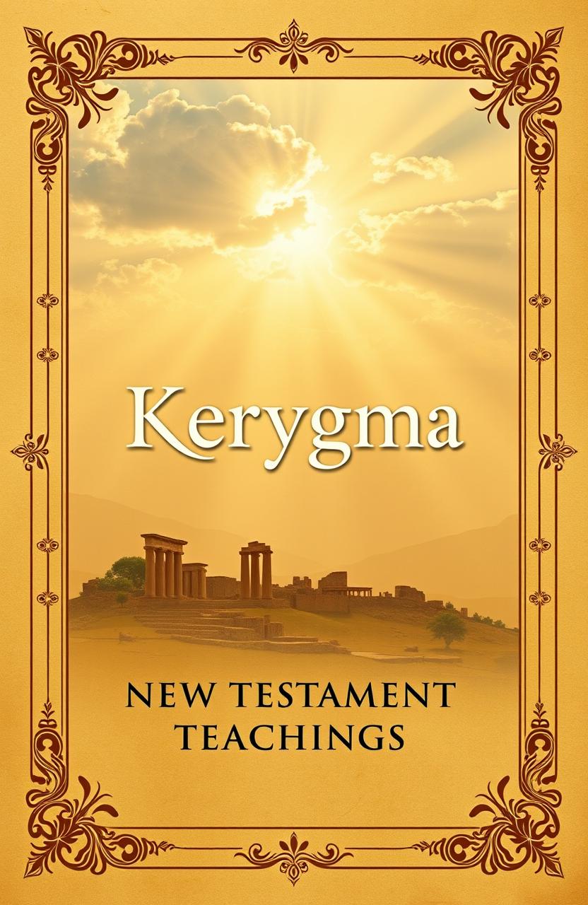 A book cover design for a title named 'Kerygma' prominently displayed at the center in elegant, bold lettering