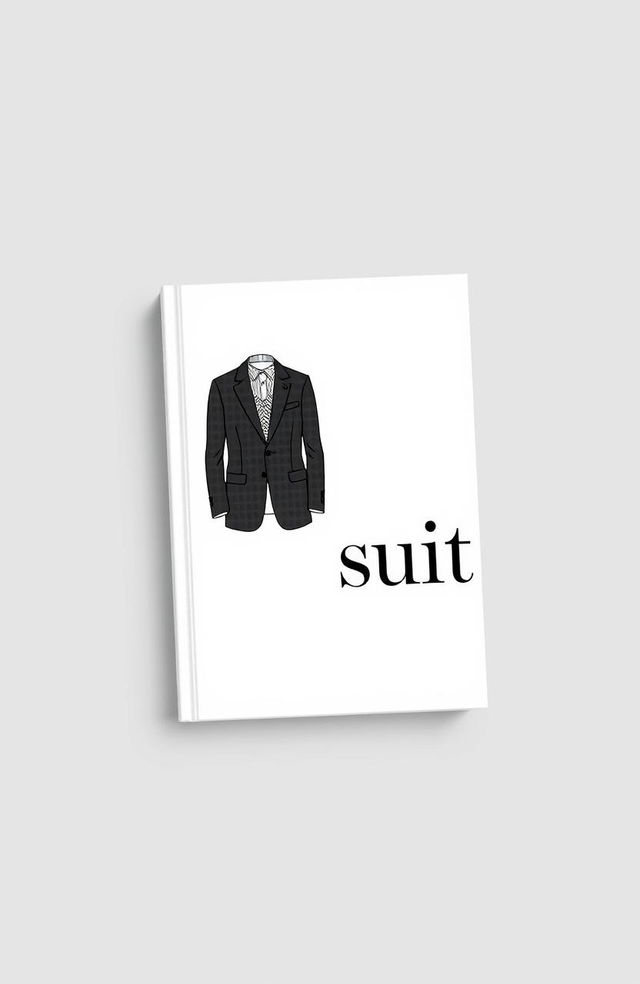 A stylish black and white book cover featuring the word "suit" prominently displayed alongside an elegant illustration of a tailored suit