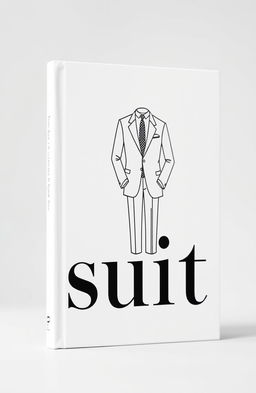 A stylish black and white book cover featuring the word "suit" prominently displayed alongside an elegant illustration of a tailored suit