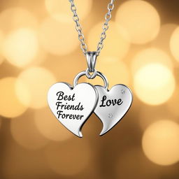 A beautifully designed heart friendship necklace, intricately crafted with two interlocking halves, each representing a bond of friendship