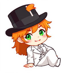 A ginger-haired boy, aged 16, illustrated in an adorable chibi pixel art style