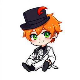 A ginger-haired boy, aged 16, illustrated in an adorable chibi pixel art style