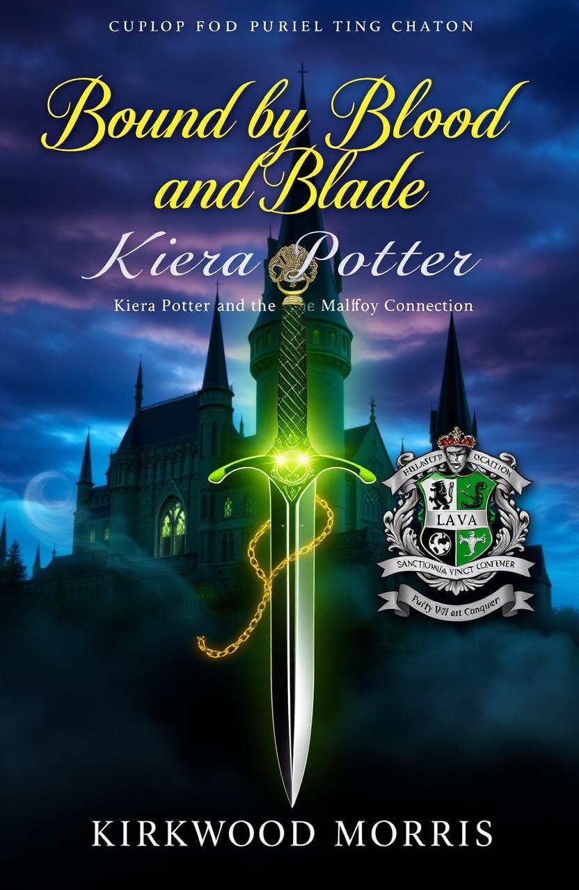 A stunning visual representation of the book cover titled 'Bound by Blood and Blade: Kiera Potter and the Malfoy Connection'