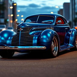 An exotic supercar fusion design featuring a 1939 Chevrolet Coupe styled as a widebody