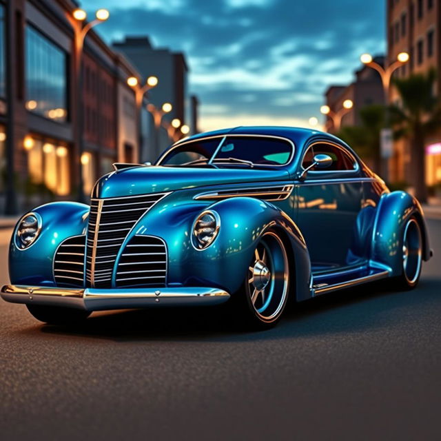 An exotic supercar fusion design featuring a 1939 Chevrolet Coupe styled as a widebody