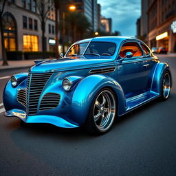 An exotic supercar fusion design featuring a 1939 Chevrolet Coupe styled as a widebody